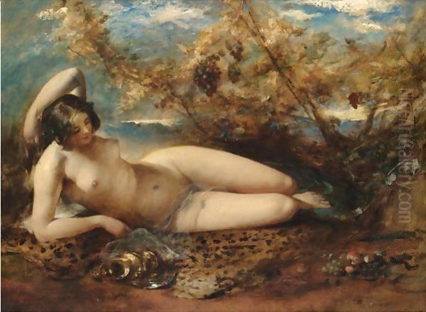 A Young Woman Reclining On A Fur Rug - view 1
