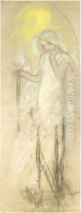 Study For 'Lily' From The Cycle 'The Flowers' by Alphonse Maria Mucha