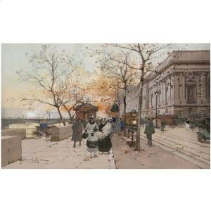 Le Quai Du Louvre by Eugene Galien-Laloue