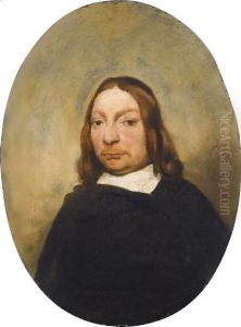 A Portrait Of A Gentleman, Half Length, Wearing A Black Coat With A White Collar by Barent Fabritius