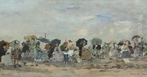 Sur La Plage A Trouville by Eugene Boudin
