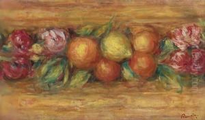 Panneau De Fruits Et Fleurs by Pierre Auguste Renoir
