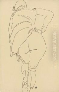 Semi-Nude, Back View by Egon Schiele