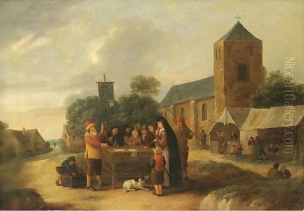 A Village Fair With A Quack Doctor Entertaining A Crowd - view 1