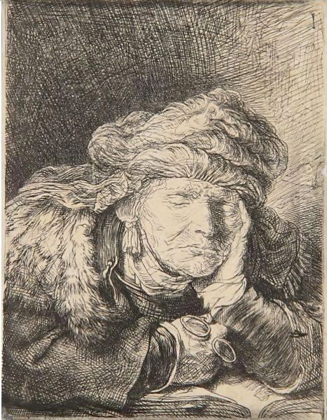 Old Woman Sleeping - view 1