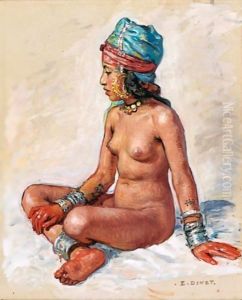 Bather In The Palm Plantation by Alphonse Etienne Dinet