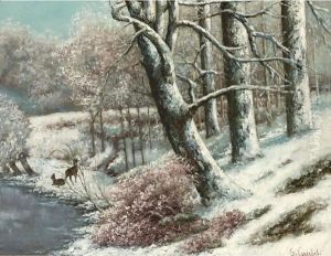 La Foret En Hiver by Gustave Courbet