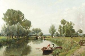 Boating In The English Countryside by Frederick George Cotman