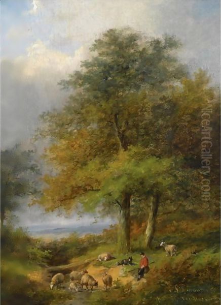 A Shepherd In A Forest Landscape - view 1