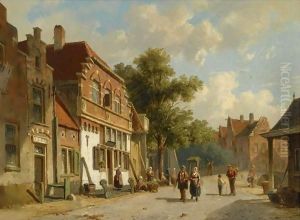 A Village Street by Adrianus Eversen