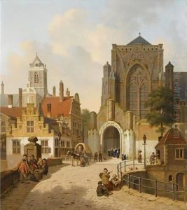 Many Figures In A Dutch Town