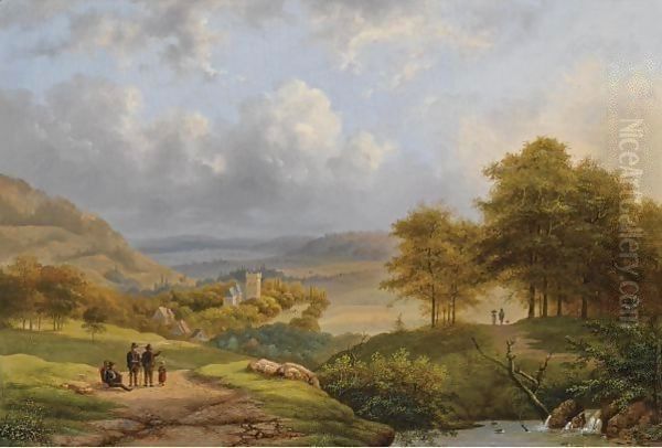 Figures In An Extensive Summer Landscape Between Nijmegen And Cleves - view 1