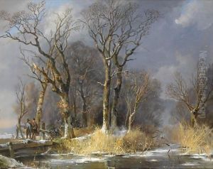 Hunters In The Snow by Frans Arnold Breuhaus de Groot