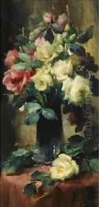Roses In A Vase by Frans Mortelmans