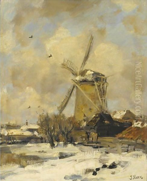 A Windmill In A Winter Landscape - view 1