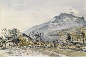 A Chalet In A Mountainous Landscape by Johan Barthold Jongkind