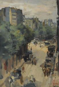 A Street Scene In Paris by Isaac Lazarus Israels
