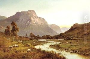 An Angler With Highland Sheep And Cattle