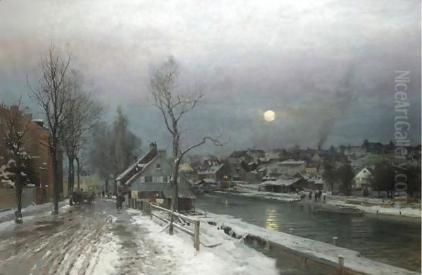 A Busy Town In Moonlight - view 1