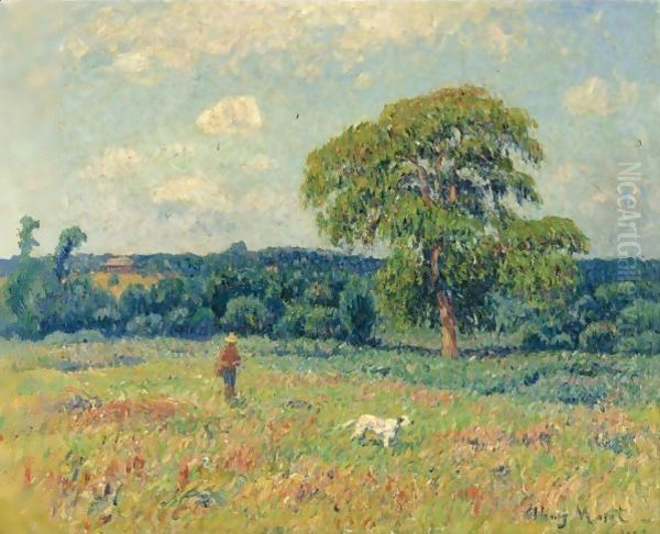 Paysage Au Chasseur Et Son Chien - view 1