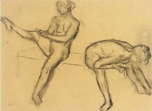 Etude De Nu (Deux Femmes Assises) by Edgar Degas