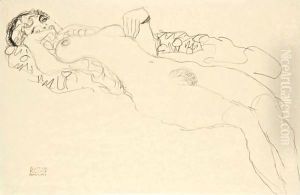 Liegender Madchenakt Nach Links (Reclining Female Nude Facing Left)