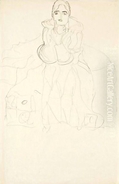 Sitzende Von Vorne, Mit Aufgestutztem Kinn (Seated Woman Frontal View, Chin Resting) - view 1