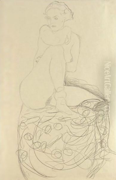 Mit Aufgestelltem Rechten Bein Sitzender Akt (Seated Nude With Raised Right Leg) - view 1