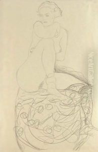 Mit Aufgestelltem Rechten Bein Sitzender Akt (Seated Nude With Raised Right Leg)