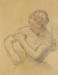 Danseuse Rajustant Son Epaulette by Edgar Degas