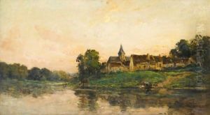 Lavandiere Et Vachere A Porte-Joie by Charles-Francois Daubigny