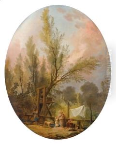 Lavandieres Pres D'Un Puits, Dit Aussi Le Puits Rustique by Hubert Robert