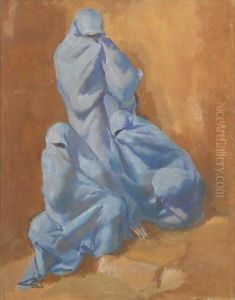 Three Women In Blue Veils by Alexander Evgenievich Yakovlev