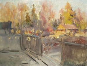 Spring In A Village by Konstantin Alexeievitch Korovin