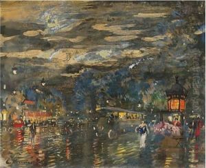 Parisian Boulevard By Night by Konstantin Alexeievitch Korovin