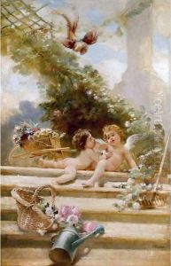 Cupid Gardeners by Konstantin Egorovich Egorovich Makovsky