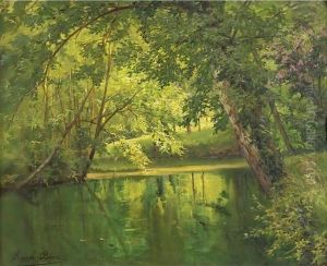 Woodland Pond by Henri Biva