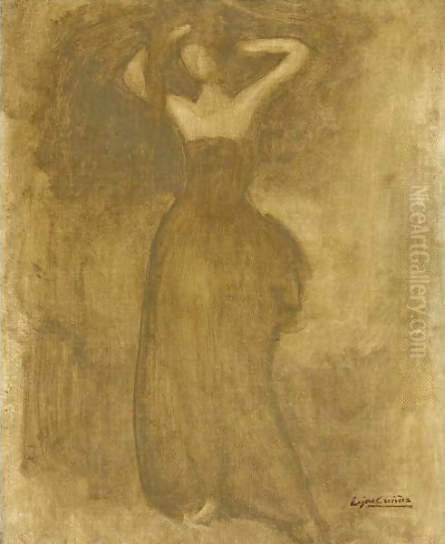 Woman Combing Her Hair - view 1