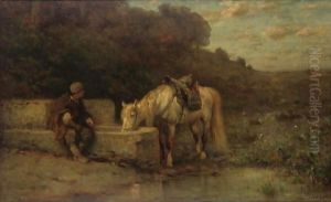 A Rest By The Fountain by Adolf Schreyer