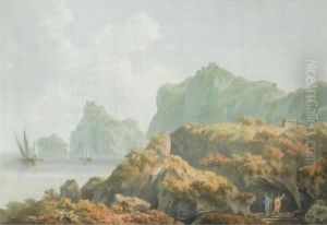 Classical Figures On Steps At The Gulf Of Salerno by John Warwick Smith
