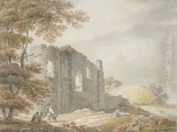 Travellers By A Ruined Castle - view 1
