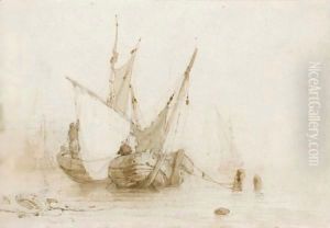 Anchored Boats At Low Tide