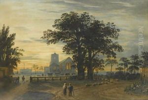 Willesden Church, Middlesex, With Harrow Church In The Distance