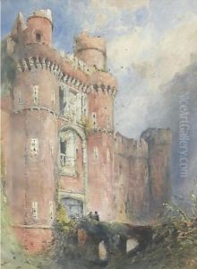 The Grand Entrance To Herstmonceux Castle, Sussex by William Callow