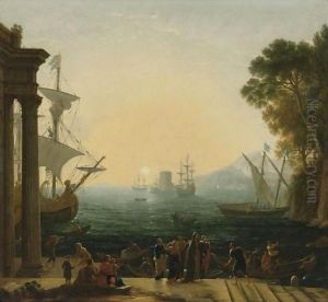 The Embarkation Of Saint Paula by Claude Lorrain (Claude Gellee)