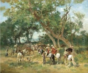 An Encampment In A Clearing by Georges Washington