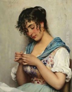 A Venetian Beauty by Eugene de Blaas