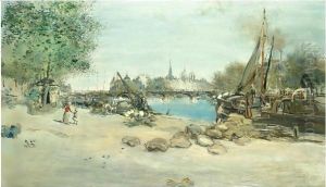 Le Port Saint-Nicolas Avec Notre-Dame A L'Arriere-Plan by Jean-Francois Raffaelli