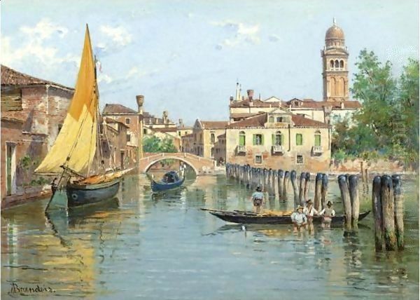 Gondolas On A Canal In Venice - view 1