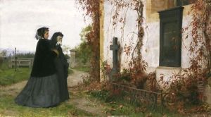 Auf Dem Friedhof At The Cemetery by Albert Anker